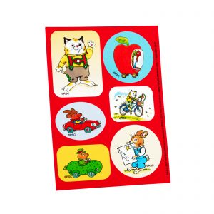 These are examples of what some of the stickers looked like. Except they were re-useable. Richard Scarry stickers.
